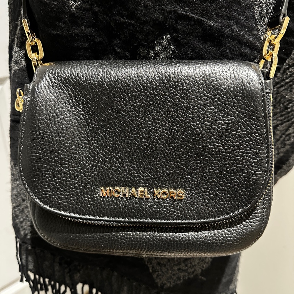 Michael Kors Black Pebbled Leather Crossbody Bag